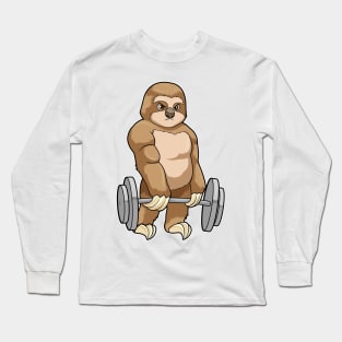 Sloth at Bodybuilding with Barbell Long Sleeve T-Shirt